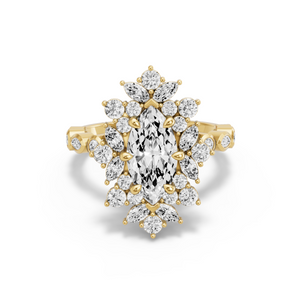 Image for Marquise Fancy Halo Ring with Alternating Marquise band in 18K Yellow Gold