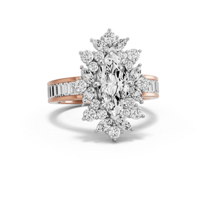 Image for Marquise Fancy Halo Ring with Baguette Channel band