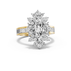 Image for Marquise Fancy Halo Ring with Baguette Channel band