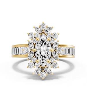Image for Marquise Fancy Halo Ring with Baguette Channel band