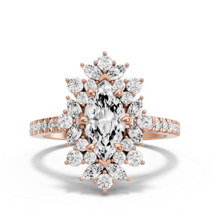 Image for Marquise Fancy Halo Ring with Cathedral Pave band