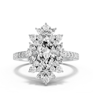 Image for Marquise Fancy Halo Ring with Cathedral Pave band