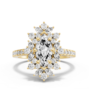 Image for Marquise Fancy Halo Ring with Cathedral Pave band