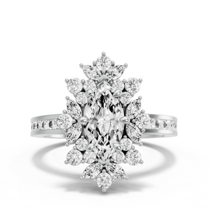 Image for Marquise Fancy Halo Ring with Channel band