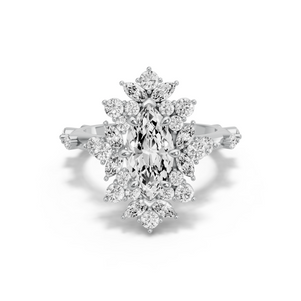 Image for Marquise Fancy Halo Ring with Floating Station band in 950 Platinum