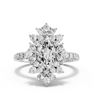 Image for Marquise Fancy Halo Ring with French Pave band
