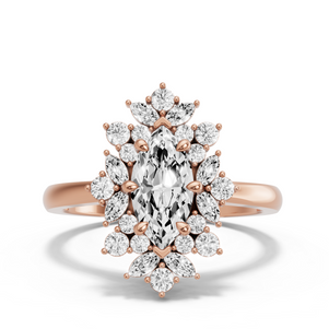 Image for Marquise Fancy Halo Ring with Knife Edge Cathedral band