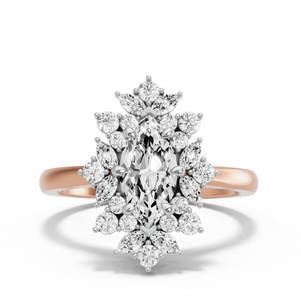 Image for Marquise Fancy Halo Ring with Knife Edge Cathedral band