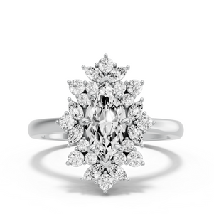 Image for Marquise Fancy Halo Ring with Knife Edge Cathedral band