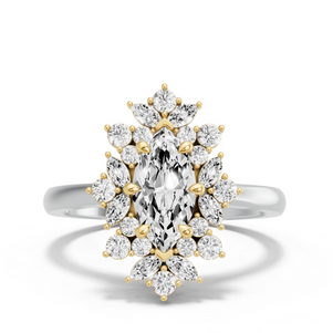 Image for Marquise Fancy Halo Ring with Knife Edge Cathedral band