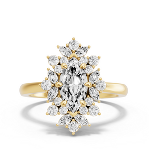 Image for Marquise Fancy Halo Ring with Knife Edge Cathedral band