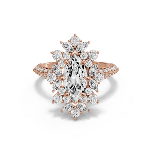 Image for Marquise Fancy Halo Ring with Knife Edge Pave band in 14K Rose Gold