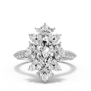 Image for Marquise Fancy Halo Ring with Knife Edge Pave band