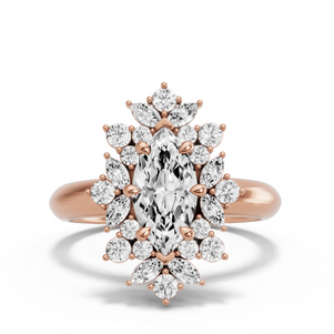 Image for Marquise Fancy Halo Ring with Knife Edge Solitaire band