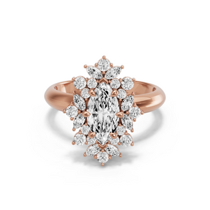Image for Marquise Fancy Halo Ring with Knife Edge Solitaire band in 18K Rose Gold