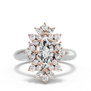 Image for Marquise Fancy Halo Ring with Knife Edge Solitaire band