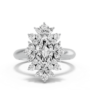 Image for Marquise Fancy Halo Ring with Knife Edge Solitaire band