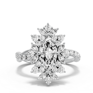 Image for Marquise Fancy Halo Ring with Rope Pave band
