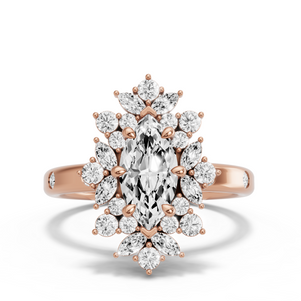 Image for Marquise Fancy Halo Ring with Sleek Accent band
