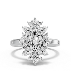 Image for Marquise Fancy Halo Ring with Sleek Accent band