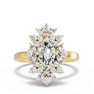 Image for Marquise Fancy Halo Ring with Sleek Accent band