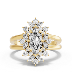 Image for Marquise Fancy Halo Ring with Split Ring Solitaire band