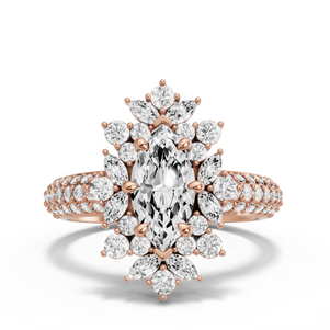 Image for Marquise Fancy Halo Ring with Triple Row Pave band