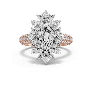 Image for Marquise Fancy Halo Ring with Triple Row Pave band