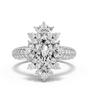 Image for Marquise Fancy Halo Ring with Triple Row Pave band