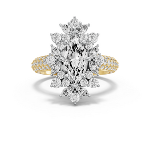 Image for Marquise Fancy Halo Ring with Triple Row Pave band
