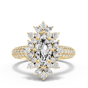 Image for Marquise Fancy Halo Ring with Triple Row Pave band
