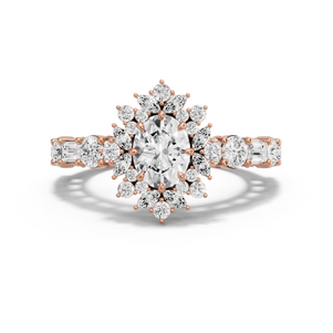 Image for Oval Fancy Halo Ring with Alternating Baguette band