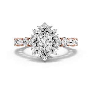 Image for Oval Fancy Halo Ring with Alternating Baguette band