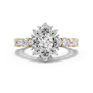 Image for Oval Fancy Halo Ring with Alternating Baguette band