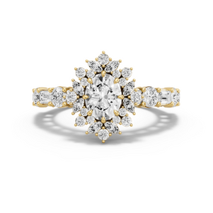 Image for Oval Fancy Halo Ring with Alternating Baguette band