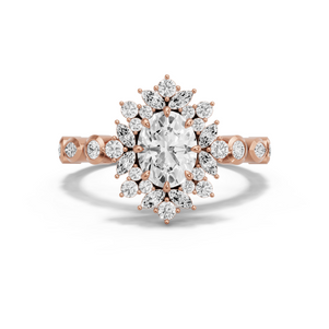 Image for Oval Fancy Halo Ring with Alternating Marquise band