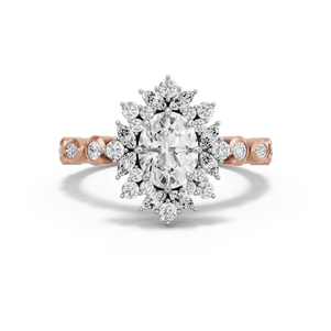 Image for Oval Fancy Halo Ring with Alternating Marquise band