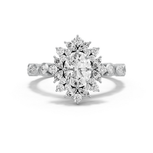 Image for Oval Fancy Halo Ring with Alternating Marquise band