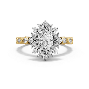 Image for Oval Fancy Halo Ring with Alternating Marquise band