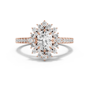 Image for Oval Fancy Halo Ring with Cathedral Pave band