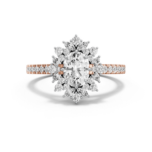 Image for Oval Fancy Halo Ring with Cathedral Pave band