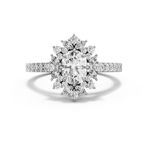 Image for Oval Fancy Halo Ring with Cathedral Pave band