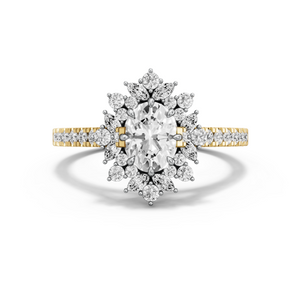 Image for Oval Fancy Halo Ring with Cathedral Pave band