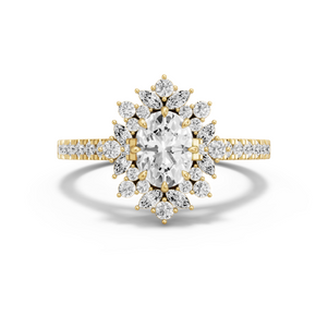 Image for Oval Fancy Halo Ring with Cathedral Pave band