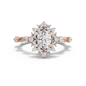 Image for Oval Fancy Halo Ring with Floating Station band