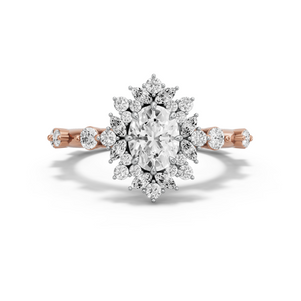 Image for Oval Fancy Halo Ring with Floating Station band