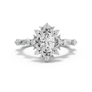 Image for Oval Fancy Halo Ring with Floating Station band