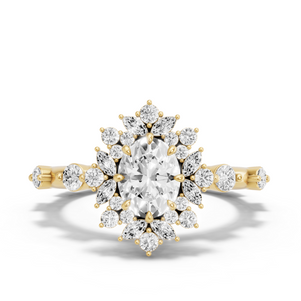 Image for Oval Fancy Halo Ring with Floating Station band