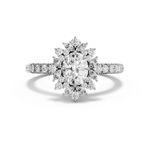Image for Oval Fancy Halo Ring with French Pave band