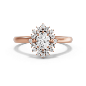 Image for Oval Fancy Halo Ring with Knife Edge Cathedral band